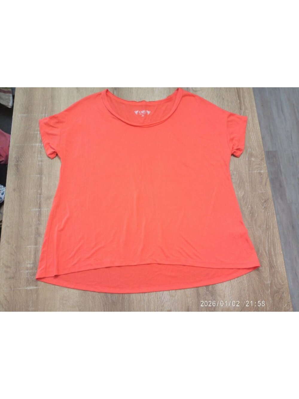 Cato Orange Short Sleeve High-Low Hem Womens T-Shirt Size M